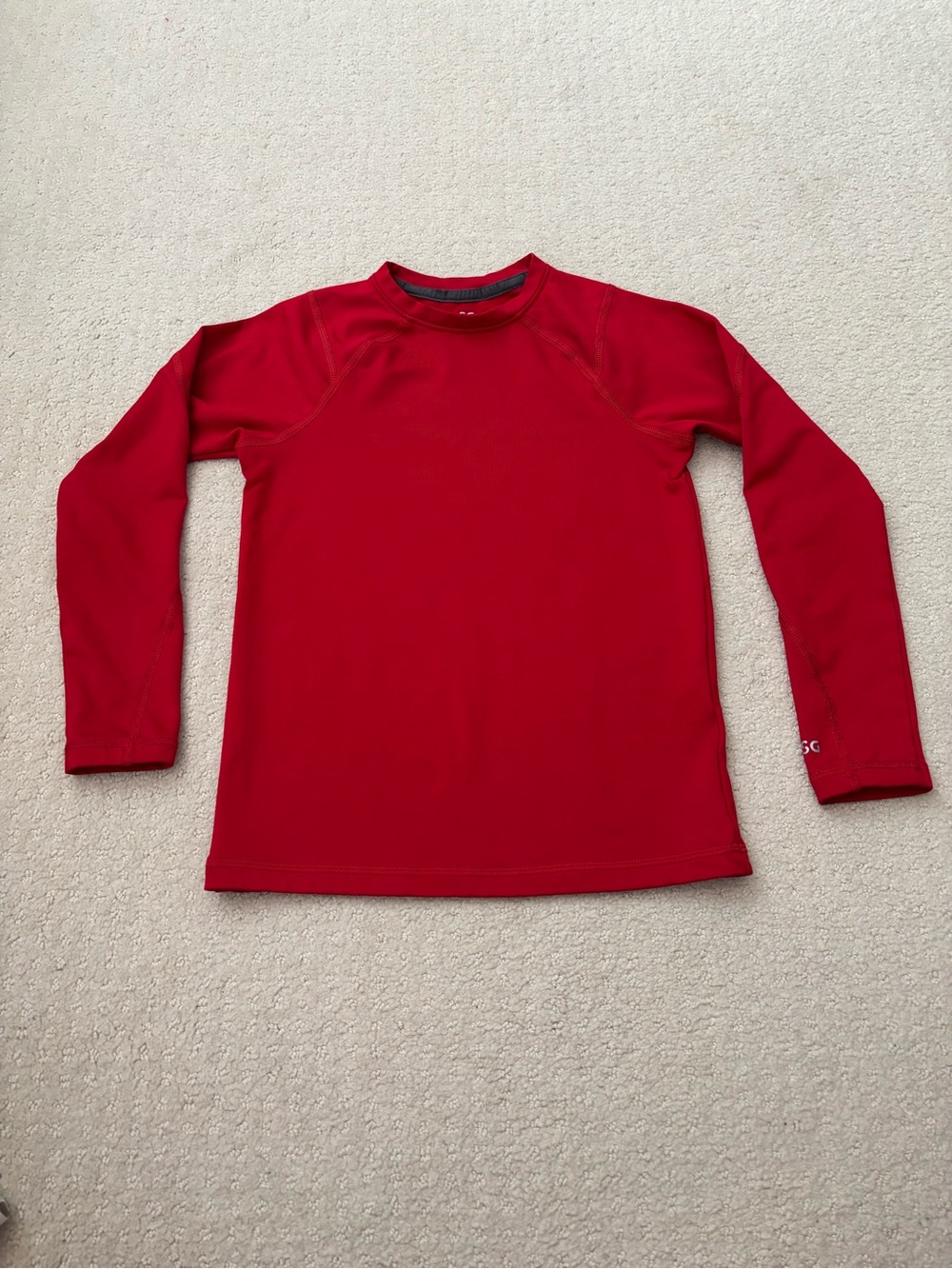 DSG Kids Youth Long-Sleeve Fleece Lined Compression Top Performance Shirt - Red